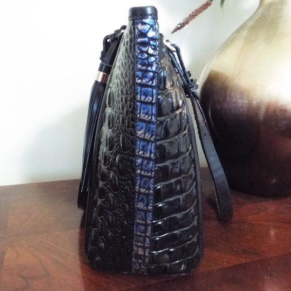 BRAHMIN Melbourne Croc Embossed Leather Handbag - MEDIUM ASHER LAZULI CROWE NWT - Picture 6 of 7